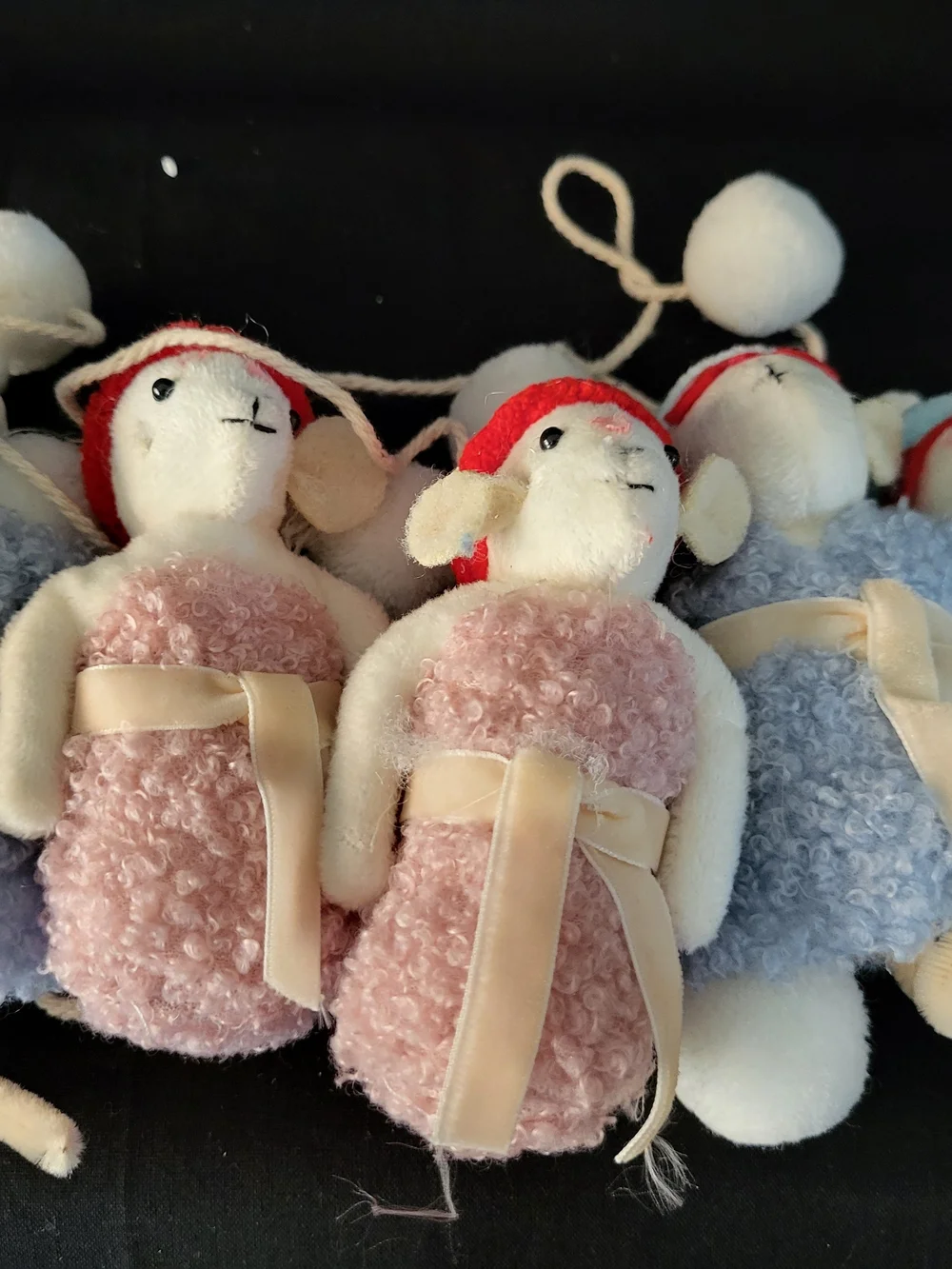 Ashland Red and Cream Plush Relaxing Mice Garland